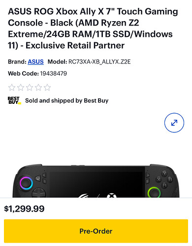 Asus ROG Ally X pre-order price of $1299 CAD