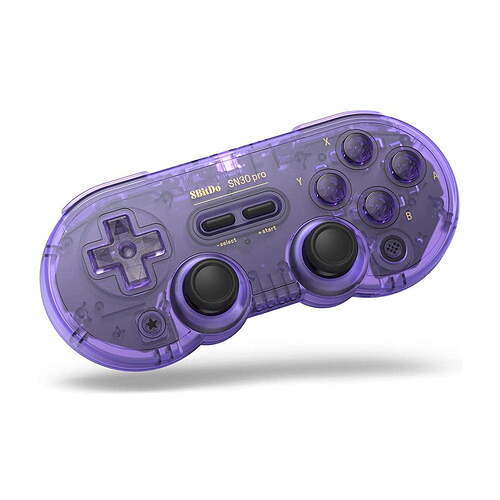 Translucent purple 8bitDo SN30 gamepad